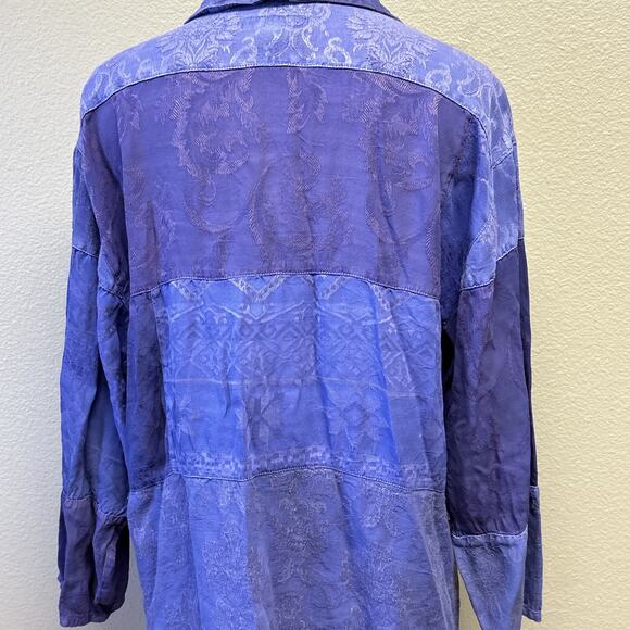 VTG Citron Santa Monica Women's Small Purple Patchwork Design Boho Blouse Top - Picture 6 of 14